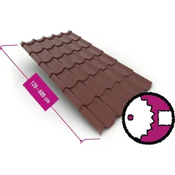 plechová krytina Profilovaná střešní krytina PRECIT plechová RAL3009 šířka 117 cm, délka na přání 120-600 cm