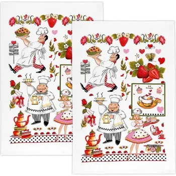 Utěrka Kuchyňské utěrky - sada 2 kusů Červená,Černá,Zelená - 40x60 cm