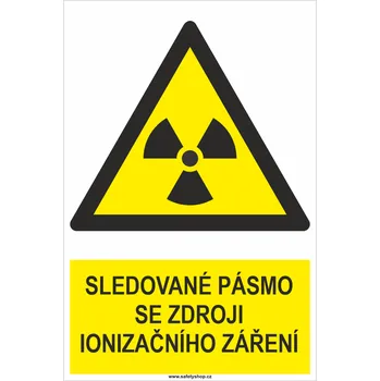 Značení Sledované pásmo se zdroji ionizačního záření ISO 7010 samolepící PVC fólie 300x200mm