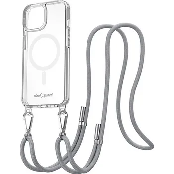 Pouzdro na mobilní telefon AlzaGuard Luxe Detach Lanyard Case Compatible with MagSafe for iPhone 13 šedý