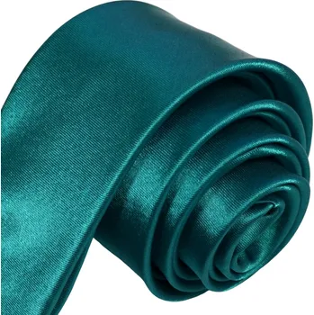 Kravata Pánská kravata K1 - vzor 44 - TYRKYSOVĚ ZELENÁ - LESKLÁ