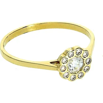 Prsten Goldstore Zlatý prsten se zirkony květina Velikost: 53, Váha: 1.09 g
