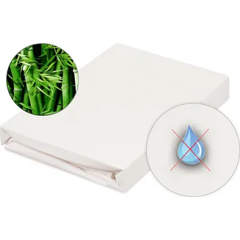 Chránič matrace Domácí pohoda | Nepropustné a prodyšné bambusové prostěradlo s polyuretanem 160x200 - krémové