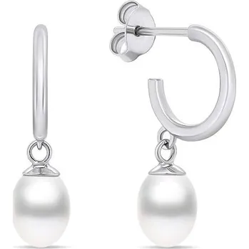 Náušnice Brilio Silver EA649W kruhy s perlou (Ag 925/1000, 2,8 g)