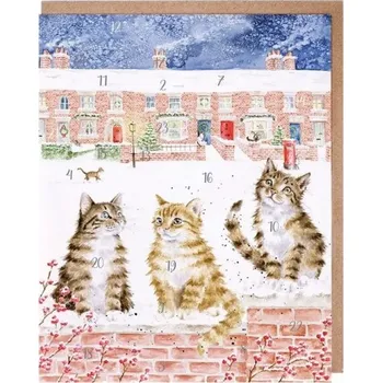 Přání s adventním kalendářem Wrendale Designs Santa Paws is Coming to Town - Kočky