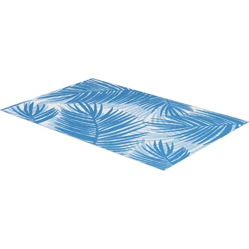 Koberec Outsunny venkovní oboustranný koberec, voděodolný, vzor listů, 182x274cm, modrá/krémová