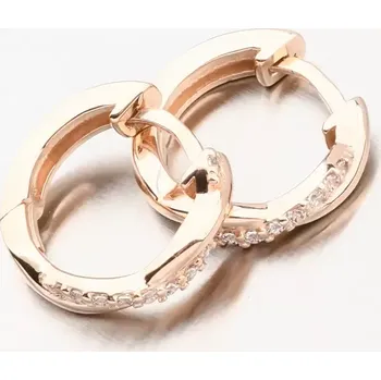 Náušnice Dámské náušnice růžové zlato 585 zirkon kruhy DZF4104-CV-ZIR