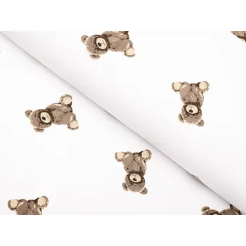 Dětská bavlněná látka/plátno Sandra SA-531 Medvídci na bílém - šířka 160 cm