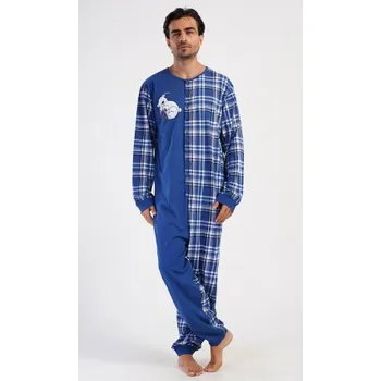 Pánské pyžamo Vienetta Secret Pánský overal Méďa ospalec tmavě modrý Barva: tmavě modrá, Velikost: XL