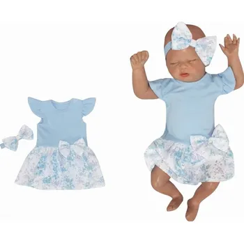 Z&Z Z&Z 2-dílná sada sukničkobody kr. rukáv s mašlí + čelenka/modrá