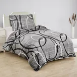 Povlečení RINGS kruhy, šedé, mikroflanel, 140x200cm + 70x90cm
