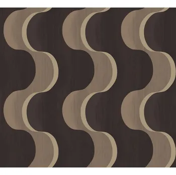 Tapeta Masureel Vliesová tapeta na zeď, hnědo-černá, 3D vlny, RHA102, Rhapsody, Masureel, velikost 10,05 x 0,7 m