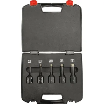 Vrták NÁSTROJE CZ Sada korunek diamantových 6-8-10-12-14mm s upínáním M14 v plastovém kufru - DK-SET05