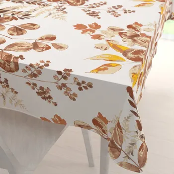 ubrus Bavlněný obdélníkový ubrus Sandra SA-530 Hnědý eukalyptus na bílém 50x100 cm