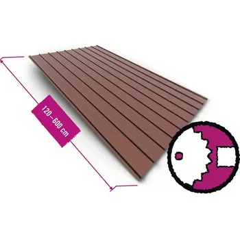 plechová krytina Trapézový plech PRECIT H12 0,4 mm RAL3009 šířka 91 cm, délka na přání 120-600 cm