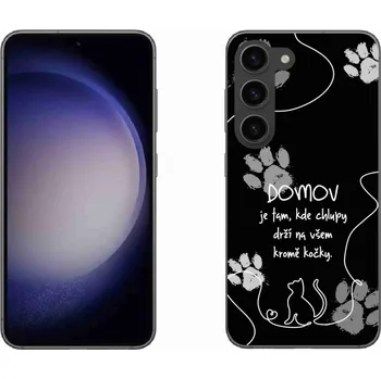 Pouzdro na mobilní telefon Gelový kryt mmCase na Samsung Galaxy S23 5G - kočičí motiv černé pozadí