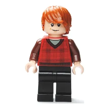 Hračka LEGO® minifigurka Harry Potter - Ron Weasley - Red Tartan Sweater, Black Legs