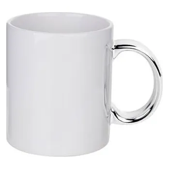 Bílý hrnek 330 ml - se stříbrným uchem sublimace termotransfer