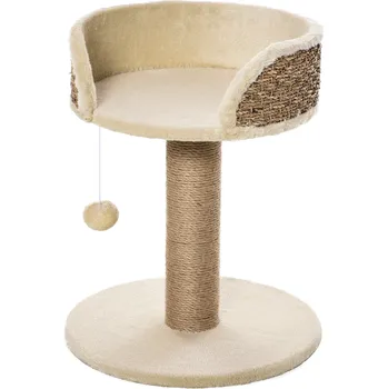 PawHut škrabadlo malé 49H cm kočičí strom s lehací plochou hrací míč prolézací strom pro malé kočky stabilní krémově bílý | Aosom.de