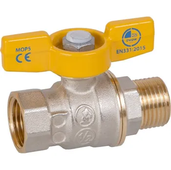 Ventil Kohout kulový Giacomini plynový žlutá vrtulka, 3/4˝