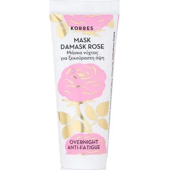Pleťová maska Korres Pece-o-oblicej Masky-a-peelingyDamask RoseOvernight Anti-Fatigue Mask 18 ml (7 889,00 Kč / 1 l)