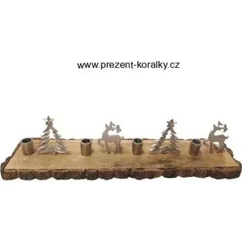Vánoční svícen Dřevěný adventní svícen (Svícen s jeleny)