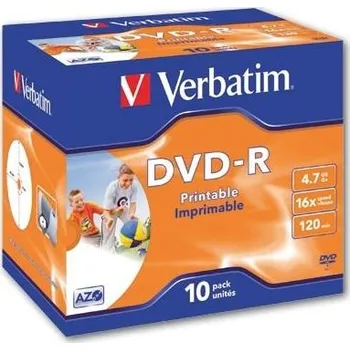 DVD-R Verbatim Printable, standard box 10 ks
