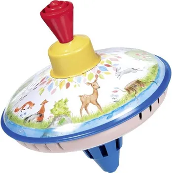 Dřevěná hračka Plechová hračka - Káča 13cm, Lesní zvířátka (Goki)