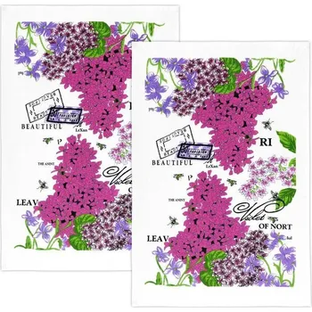 Utěrka Kuchyňské utěrky - sada 2 kusů Růžová,Fialová - 40x60 cm