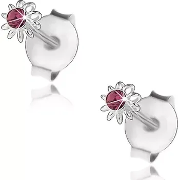 Náušnice Náušnice ze stříbra 925, kvítek, fialový Swarovského krystalek