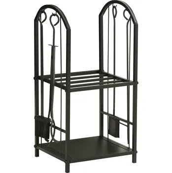 Stojan na palivové dřevo Outsunny se 4 nástroji na palivové dřevo, dvoupatrový design 41,5 x 32,5 x 74,5 cm pro pořádek a styl | Aosom.de