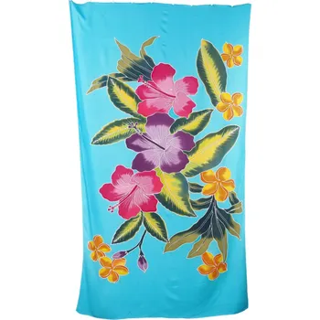 Šátek Pareo Sarong Bali Flowers 02 světle modrá 200 x 118 cm