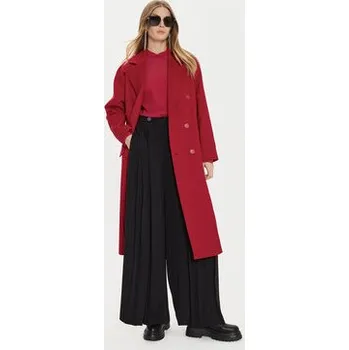 Dámský kabát TWINSET Vlněný kabát 242TT2203 Červená Loose Fit 38