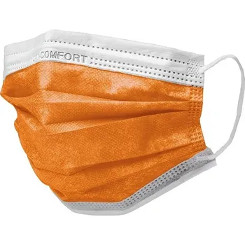 rouška Ústenky operační Med-Comfort, 3 vrstvé s gumičkou, oranžové, 50 ks