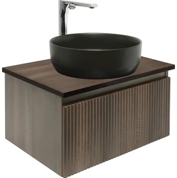 Koupelnový nábytek SAT Koupelnová skříňka s umyvadlem a baterií SAT Evolution 58x30x44,8 cm ořech mat SATEVO60NADBUC SATEVO60NADBUC