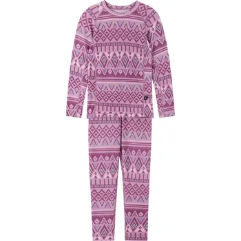 Set dětského termoprádla Dětské merino termoprádlo Reima Taitoa Grey Pink 4503 90