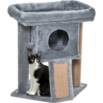 Škrabadlo PawHut víceúrovňové 57H cm s plošinou na hraní pro malé kočky ve světle šedé barvě | Aosom.de