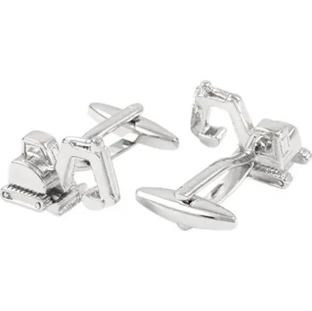 Manžetový knoflíček Manžetové knoflíčky pásový bagr, stavební stroj Stříbrná