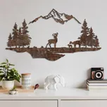 Nástěnná dekorace 2ks 70x38 cm jelen kov/hnědá