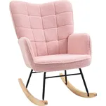 HOMCOM Houpací křeslo Houpací křeslo Akcentní křeslo Relaxační křeslo Křeslo do obývacího pokoje, do 120 kg, imitace jehněčí kůže, růžové | Aosom