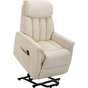 Křeslo HOMCOM polohovací křeslo TV křeslo křeslo s funkcí polohování elektrické polohování imitace kůže béžová, 80 x 94 x 104 cm | Aosom