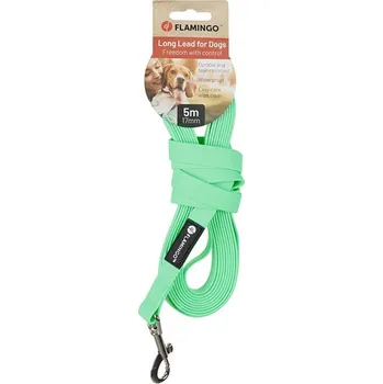 Vodítko pro psa Stopovačka FLAMINGO Caspar Fluo gumové mátové 1,7x500cm