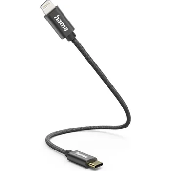 Datový kabel Hama MFi USB-C Lightning kabel pro Apple, 0,2 m, opletený, černý