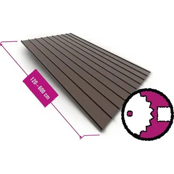 plechová krytina Trapézový plech PRECIT H12 0,4 mm RAL8017 šířka 91 cm, délka na přání 120-600 cm