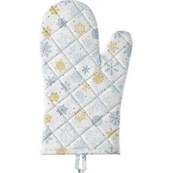 Chňapka Kuchyňská chňapka vánoční QK-198, modré a béžové vločky, 28x18cm