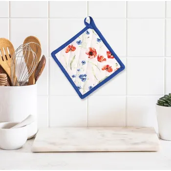 Chňapka Kuchyňská podložka QK-189, vlčí máky, červeno-modrá 20x20cm