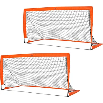 Sportovní branka HOMCOM Fotbalové branky Sada 2 skládacích mini branek z kovu s oxfordskou tkaninou pro děti v oranžové barvě 183 x 90 x 90 cm | Aosom.de