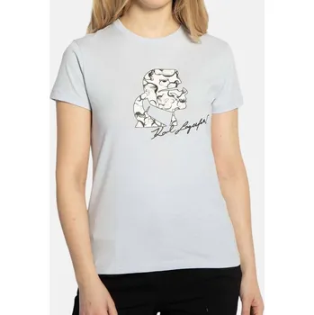 Dámské tričko Dámské světle modré triko Karl Lagerfeld - Velikost M, Barva Modrá 56053