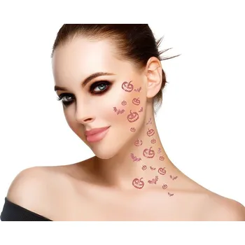 Karnevalový doplněk Guirca Dočasné Halloweenske tetovanie - Tekvice a netopiere