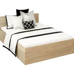 Kondela Postel s kovovým roštem a úložným prostorem, 140x200, dub sonoma, DOLI